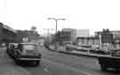 View: s44210 St. Mary's Gate showing (background) construction of the Royal Hallamshire Hospital