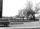 View: s44212 St. Mary's Road showing (back) floodlights of Bramall Lane football ground and (left) St. Mary's C. of E. Church