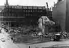 View: s44338 Construction of Arundel Gate showing (foreground) demolition of Thomas A. Ashton Ltd.,engineers, Nos.26-38 Norfolk Street and (back) Pawson and Brailsford Ltd, engravers and printers, corner of Norfolk Street and Mulberry Street