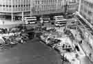 View: s44362 View of the construction of Castle Square showing (top) shops on High Street, Nos. 51 - 57 Peter Robinson Ltd., fashion department store and Nos. 59 - 65 C. and A. Modes Ltd., department store