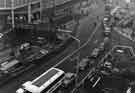 View: s44363 View of the construction of Castle Square showing (top left) shops on High Street, Nos. 51 - 57 Peter Robinson Ltd., fashion department store and Nos. 59-  65 C. and A. Modes Ltd., department store