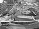 View: s44371 Sheaf Square at the junctions of (left) Pond Street and Sheaf Street (bottom right) Sheaf Street showing (left) the College of Technology and (top centre) Pond Street Bus Station