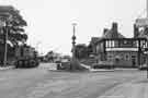 View: s44497 Junction of Cross Street and Market Place (latterly Market Square), Woodhouse showing (centre) the Market Cross and (right) the Royal Hotel