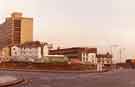 View: s44655 Paternoster Row looking towards Sheaf Square roundabout showing (right) the Howard Hotel, Howard Street and (top left) the Owen Building, Sheffield Polytechinic