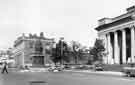 View: s44690 Barkers Pool at (left) the junction of Division Street showing the war memorial and Cambridge House and (right) the City Hall