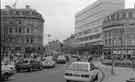 View: s44696 Surrey Street looking towards Town Hall Square and Barkers Pool showing (right) Beethoven House, (centre) New Oxford House and (left) Horne Brothers Ltd., tailors and gents outfitters 