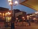 View: s44697 Barkers Pool at night showing (left) City Hall, (centre) Fountain Precinct offices and (right) New Oxford House