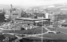 View: s44749 Park Square roundabout showing (centre left) Castle Market and (centre) Sheaf Market