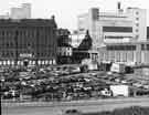 View: s44836 View from Park Square roundabout of (right) Sheaf Market and (left) Tower Marketing, Shude Hill