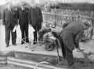 View: s44860 Site visit showing (l. to r.) Alderman Joseph Curtis, Councillor Oliver S. Holmes and John Collie, Sheffield City Engineer