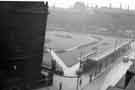 View: s45308 View from the Town Hall of St. Paul's Gardens (latterly the Peace Gardens) showing (right) bus shelters on Pinstone Street and (top) St. Paul's Parade c.1955