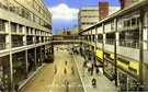 View: t06631 Elevated view of Exchange Street from Castle Market Gallery looking towards the site of Sheaf Market