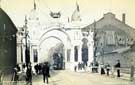 View: t06675 Decorative arch sponsored by Vickers Sons and Maxim, Brightside Lane, to welcome King Edward VII and Queen Alexandra on their visit to Sheffield