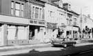 View: t06899 London Road at Heeley Bottom showing (l.to r.) Fair Price Furniture; Heeley Video Tape Hire and Suit Yourself, bespoke tailor