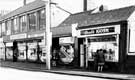 View: t06907 London Road at Heeley Bottom showing (right to left) Brad's kiosk, newsagents and Matthews (Furnishers) Ltd, house furniture dealers (Nos.491-497) 