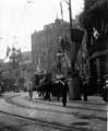 View: t07492 Streets decorated for the royal visit of King Edward VII and Queen Alexandra, corner of High Street and Fitzalan Square