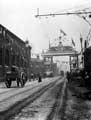 View: t07526 Decorative arch on Savile Street to celebrate the royal visit of King Edward VII and Queen Alexandra, sponsored by John Brown and Co., designed and erected by G.H. Hovey 