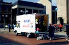 View: t07612 Aluminium can recycling van outside Sheffield City Hall, c. 1991