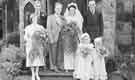 View: t08949 Clayton Family wedding at St.Thomas C.of E. Church, Nairn Street, Crookes showing (left) Edna and Norman Wigfield and the bride and groom, Ron and Ada Wigfield