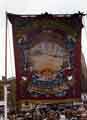 View: t09058 Possible National Union of Mineworkers march in Barnsley. Banner for Hatfield Main Branch.