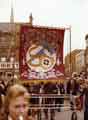 View: t09060 Possible National Union of Mineworkers march in Barnsley. Banner for Rossington Branch.