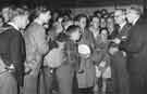 View: t09113 Sheffield school children returning from a 6 week holiday in Italy are met by the Lord Mayor, Alderman Thomas William Bridgland