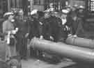 View: t09171 Navy personnel viewing gun barrels at possibly English Steel Corporation