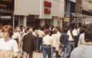 View: t09247 Shoppers on Fargate showing (left) Chelsea Girl, fashion shop