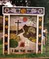 View: t09486 Greenhill Guides well dressing entitled 'I am the way', Greenhill Main Road