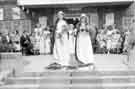 View: t09810 Festival queens emerging from Frecheville Community Centre, Churchdale Road during the Frecheville Carnival