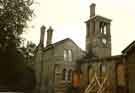 View: t09906 Fire damaged Firth Park pavilion and clock tower, Firth Park Road