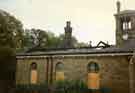 View: t09907 Fire damaged Firth Park pavilion and clock tower, Firth Park Road