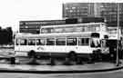 View: t11104 South Yorkshire Transport. Coach No. 26 at Pond Street Bus Station, off Harmer Lane showing (back) Sheffield Polytechnic