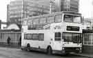 View: t11167 South Yorkshire Transport. Bus No. 1889 in Pond Street Bus Station showing (back) Sheffield Polytechnic