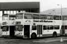 View: t11372 South Yorkshire Transport. Bus No. 1617 in bus park off Harmer Lane showing (left) Sheaf Valley swimming baths