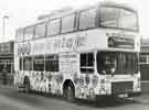 View: t11383 South Yorkshire Transport. Bus No. 2184 GR in Pond Street Bus Station advertising Trustee Savings Bank and Debenhams