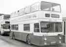 View: t11387 Chesterfield Transport. Bus No. 147 in Pond Street Bus Station advertising Chesterfield Transport Centenary, 1882 - 1982