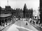 View: u08138 High Street looking down to Commercial Street with Fitzalan Square (right) showing United Counties Bank and Electra Palace Picture House