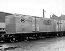 View: u09068 Freightliner container on railway bogie frame manufactured by the English Steel Corporation Ltd.  