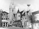 View: u10505 St. Marie's RC Cathedral, Norfolk Row showing the Coventry Economic Building Society (latterly the Coventry Building Society) (left) on the corner with Norfolk Street