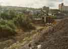 View: u10976 Construction of Supertram bridge over the Parkway showing (right) Hyde Park flats 