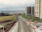 View: u10995 Construction of Supertram on Norfolk Park Road showing (right) Norfolk Park flats