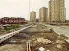 View: u10999 Construction of Supertram on east side of Netherthorpe Road showing (right) Netherthorpe flats