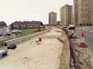 View: u11000 Construction of Supertram on east side of Netherthorpe Road showing (top right) Netherthorpe flats