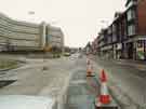 View: u11006 Construction of Supertram on Infirmary Road showing (left) Kelvin flats