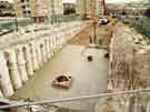 View: u11009 Construction of Supertram tunnel on Netherthorpe Road looking North showing (top) Netherthorpe flats 