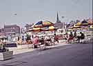 View: w02183 Pedestrian precinct and tea garden cafe outside Paulden's Ltd., department store, Charter Square during the football World Cup