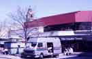 View: w02551 Crucible Theatre with TV vans broadcasting the snooker championships