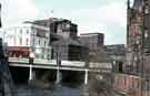 View: w02574 Lady's Bridge, showing (back) Tennant Brothers Ltd, Exchange Brewery and (left) The Brewer on the Bridge public house