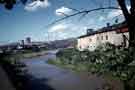 View: w02671 View of the River Don from Hillfoot Bridge looking upstream showing (right) Andrews Toledo Ltd., Toledo Steel Works, Neepsend Lane, Neepsend and (left) Neepsend Power Station